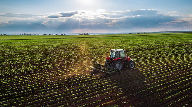 Traktor auf einem Feld Traktor auf einem Feld