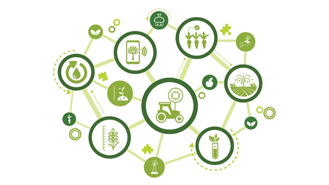 Digitale Icons, die eine Vernetzung andeuten Digitale Icons, die eine Vernetzung andeuten